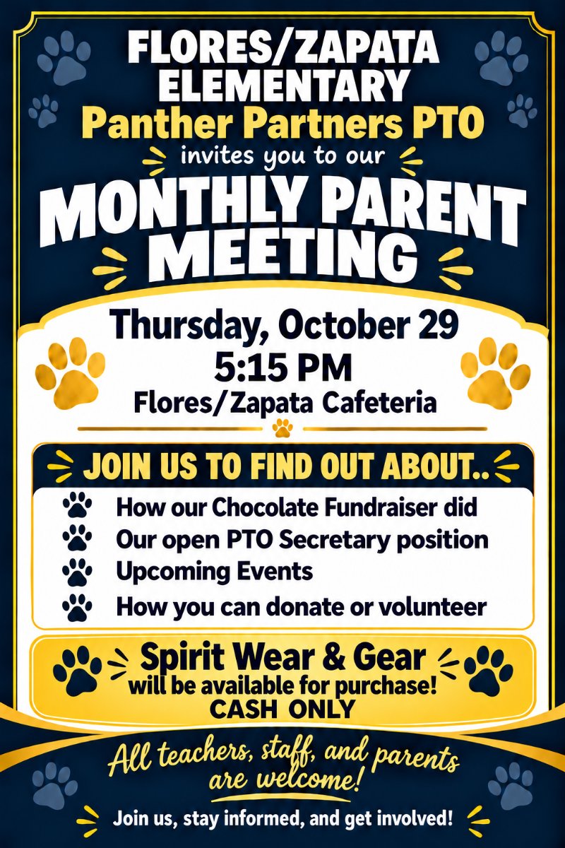 October PTO Meeting Flyer